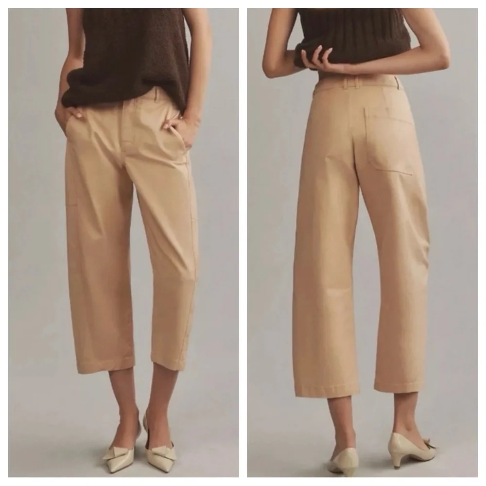Anthropologie Maeve Curved Cropped Khaki Chino Pants | 8 NWT